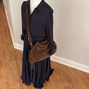 Elizabeth & James Trapeze Suede Satchel Bag